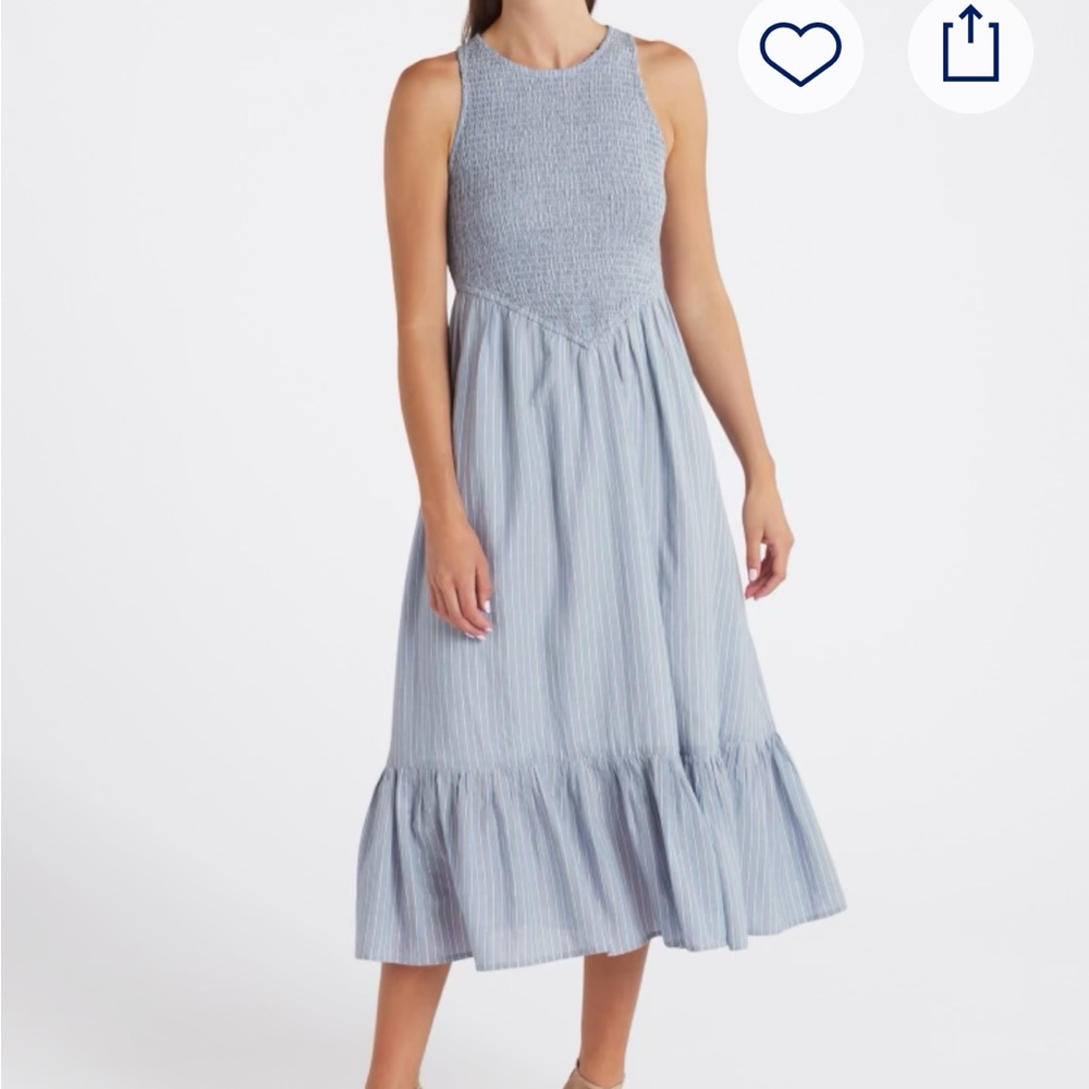 Sleeveless Blue Striped Dress